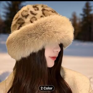 New Leopard Print Faux Fur Hat # 1080-407